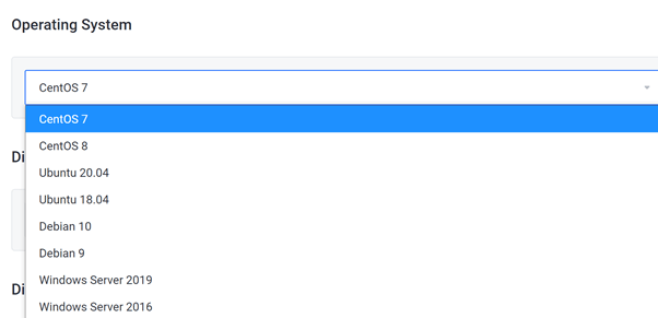 screenshot of operating system selection