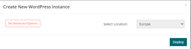Screenshot of the location selection page