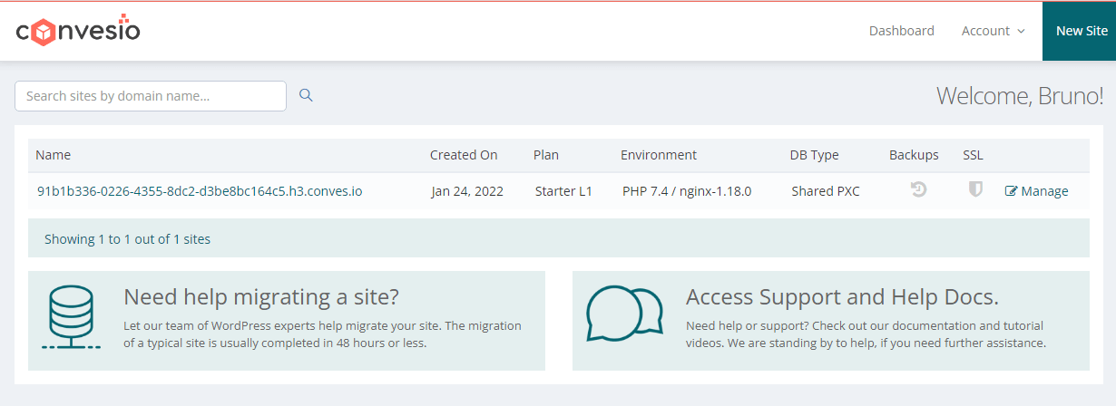 Screenshot of the Client area