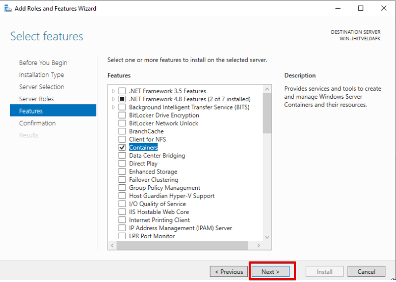 How to install Windows Server 2022 Container host
