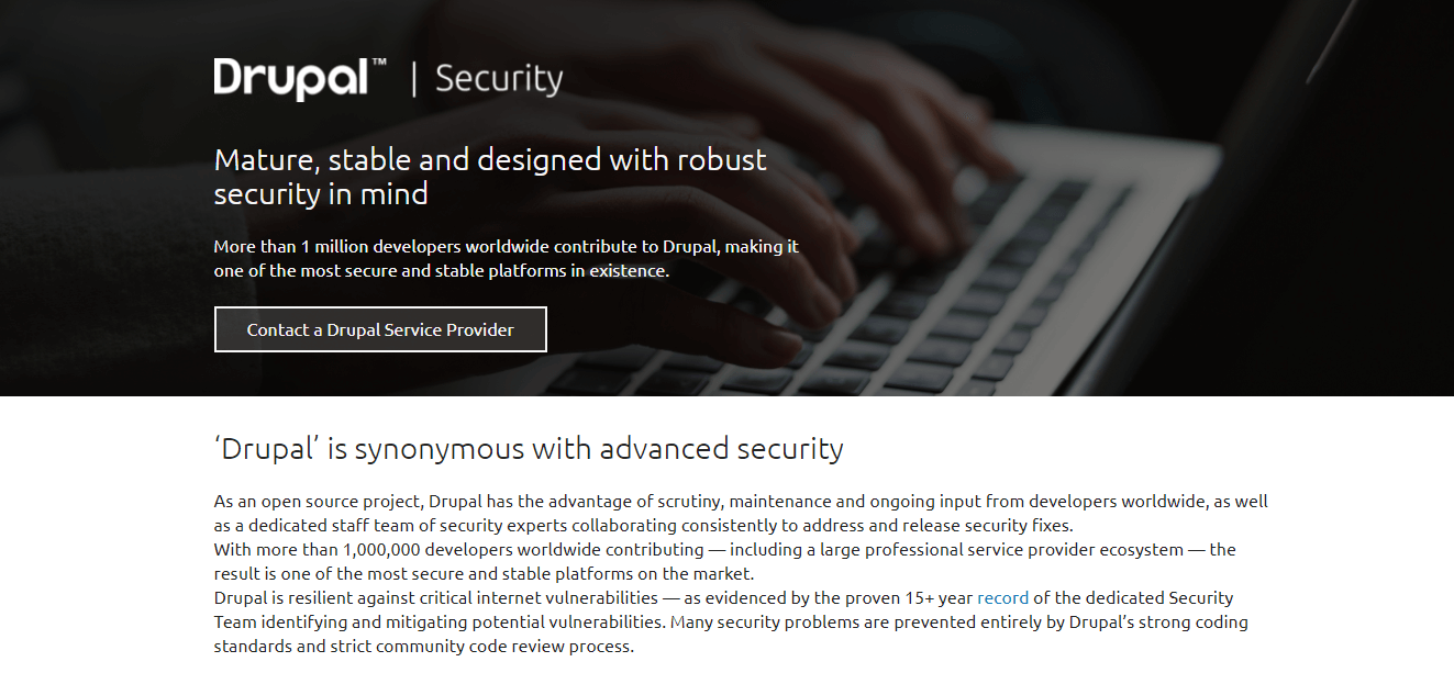 screenshot of Drupal Security page