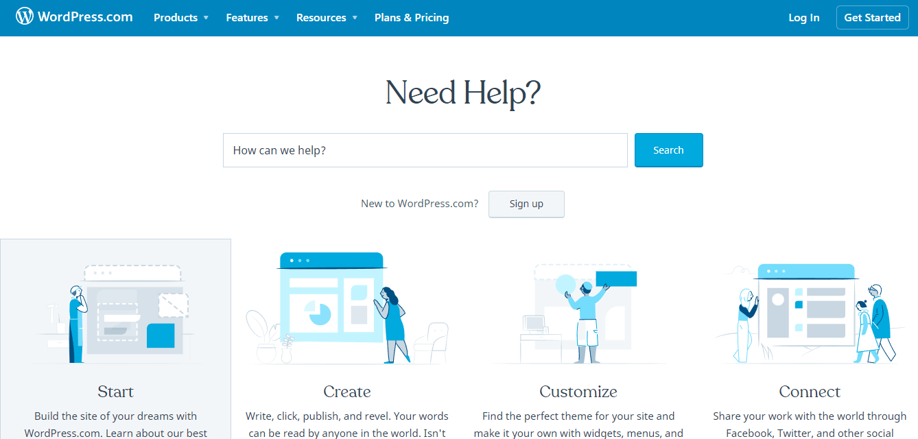 screenshot of WordPress Help page