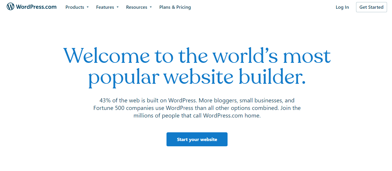 screenshot of WordPress website