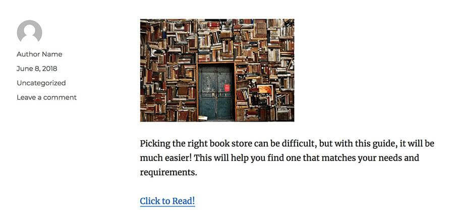 screenshot of WordPress page