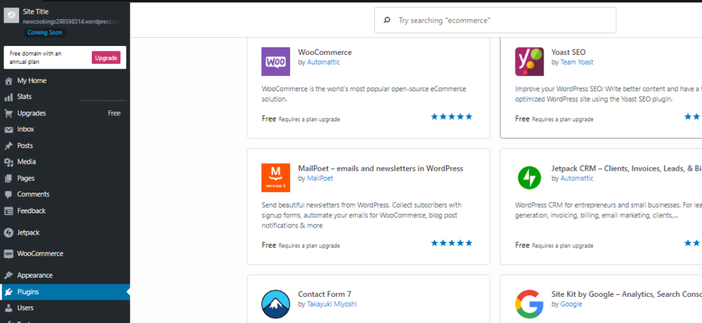 Image of the features and tools offered by WordPress website builder.