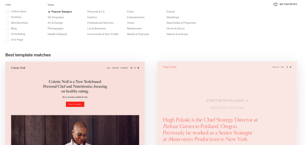 Squarespace's templates.