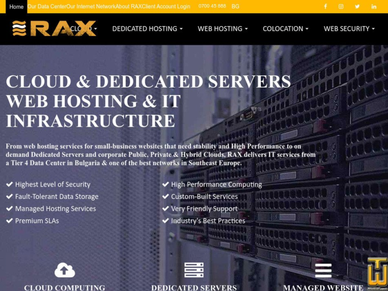 screenshot of Rax website