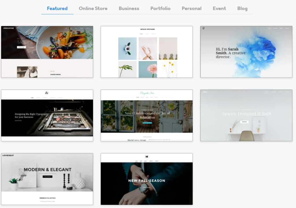 Weebly’s templates.