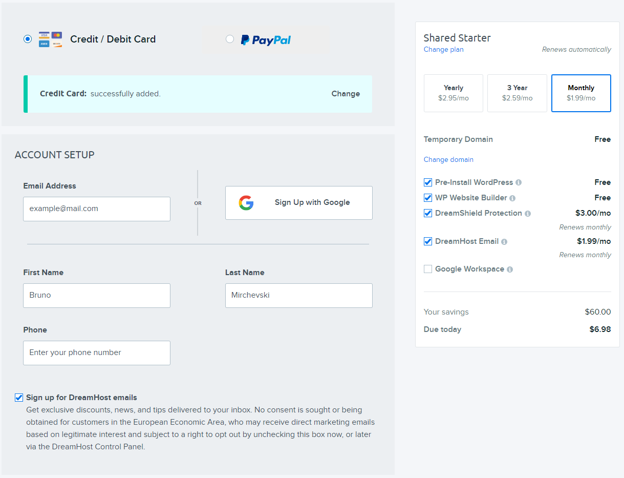 DreamHost Website Builder Planlarına Başlarken