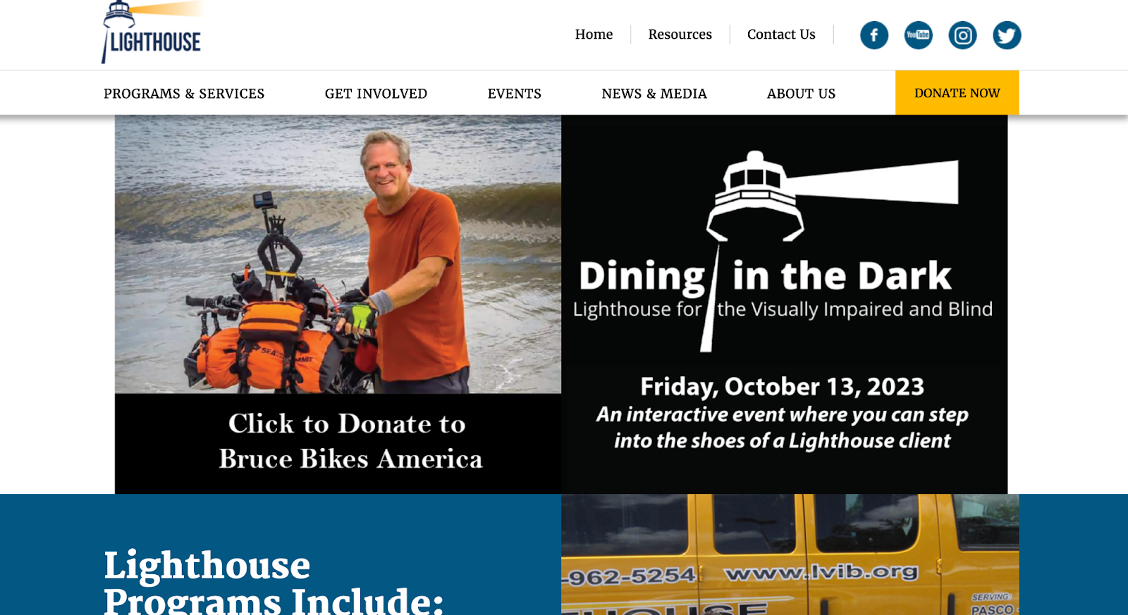 Screenshot from The Lighthouse for the Visually Impaired and Blind website