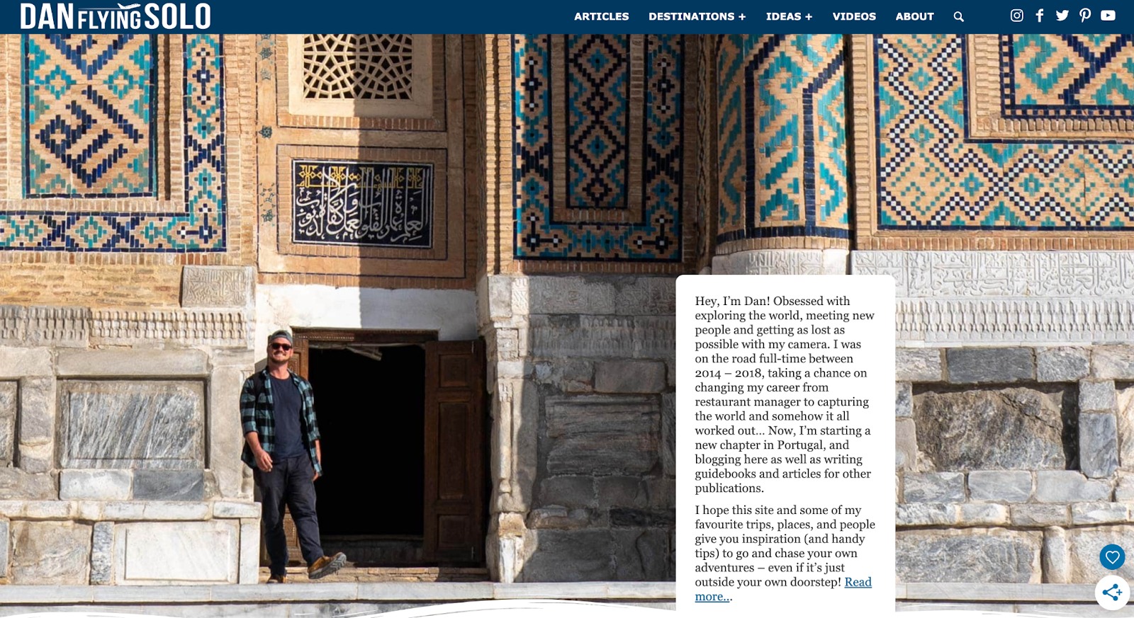 Screenshot from travel blog: Dan Flying Solo