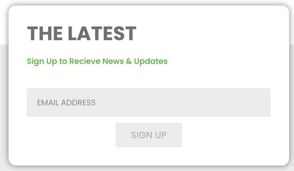 Screenshot showing invitation to sign up for newsletters.