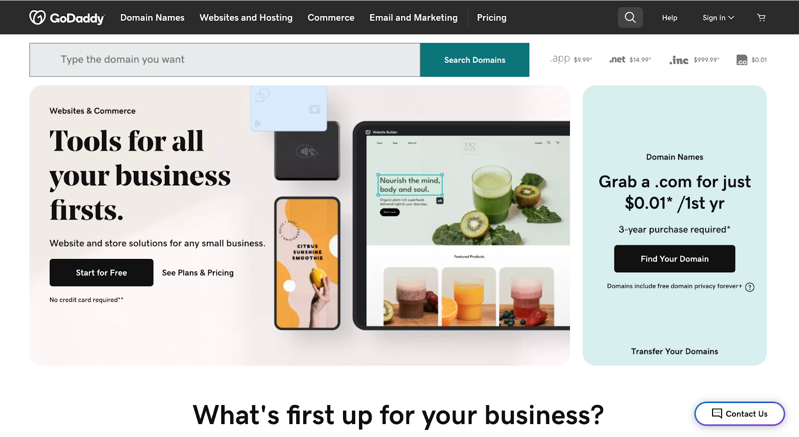 Screenshot from GoDaddy.