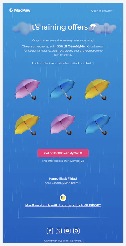 Screenshot of engaging email campaign, courtesy of MacPaw.