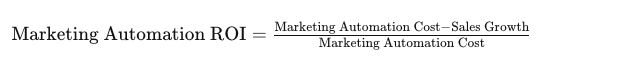 Screenshot of formula to calculate marketing automation ROI.