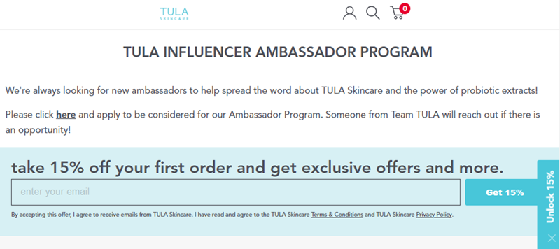 Tula influencer ambassador program