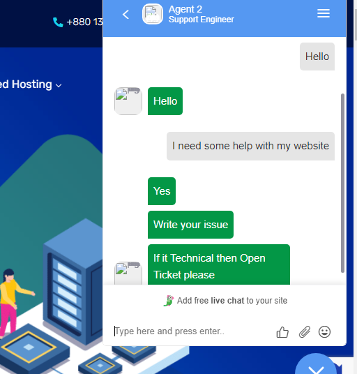 Screenshot of LiveChat conversation