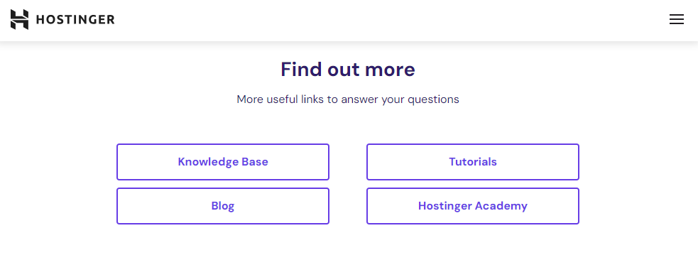 screenshot of support page