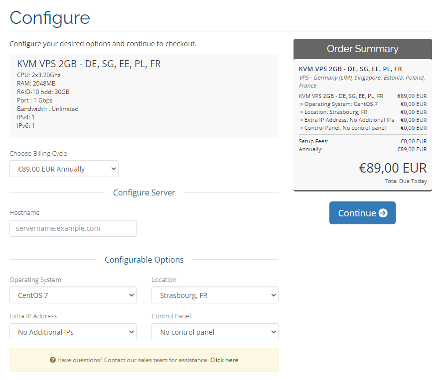 screenshot of the cart