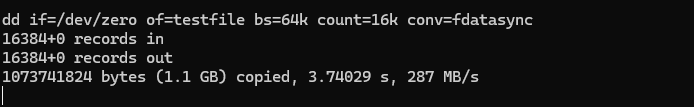 screenshot of speed result