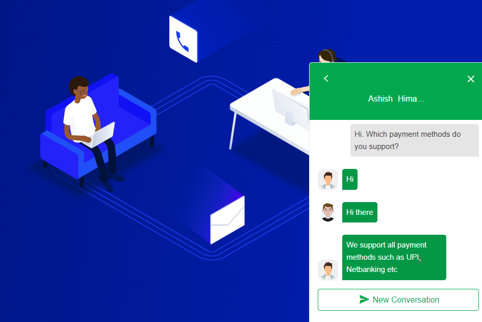 screenshot of Live Chat conversation
