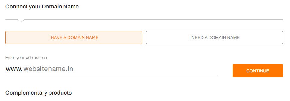 screenshot of choosing a domain name