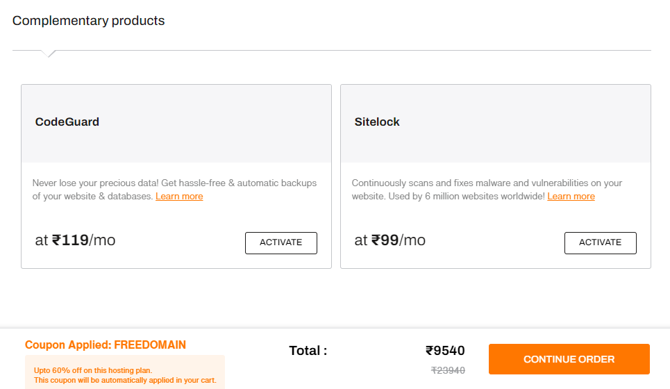 screenshot of Complementary products