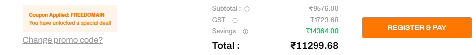 screenshot of ‘REGISTER & PAY’ button