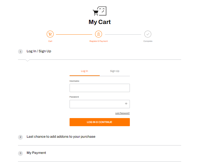 screenshot of Log In window