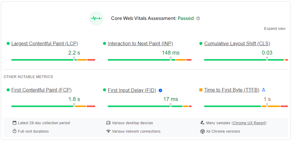 captura de pantalla de los resultados de Google PageSpeed Insights de Hostinger