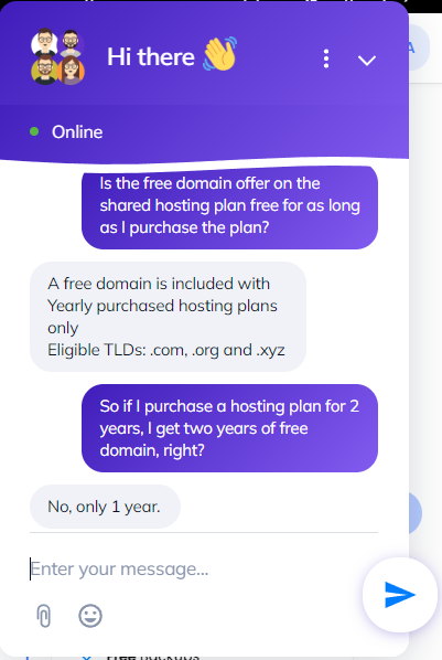 screenshot of Livechat conversation