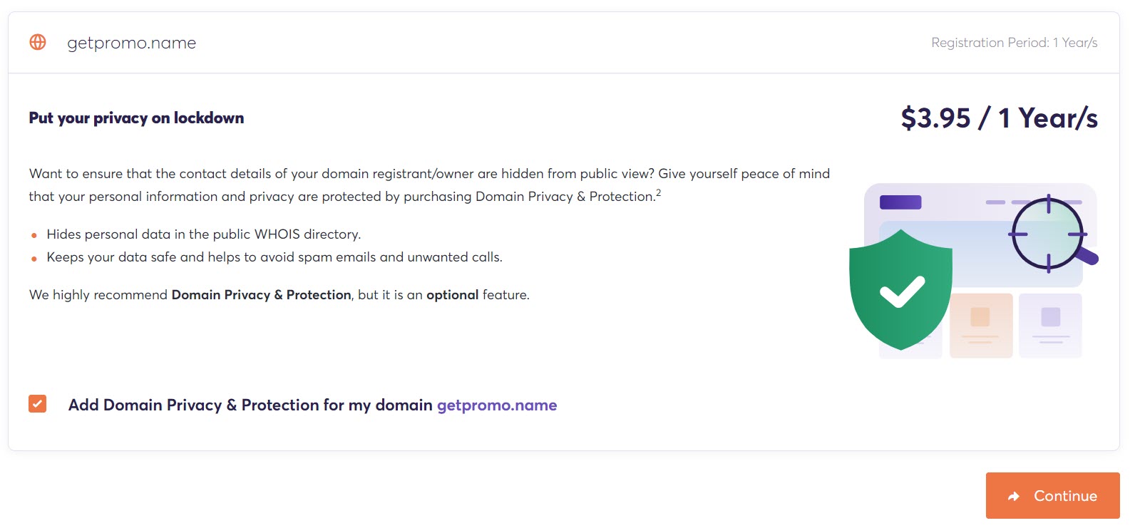 screenshot of privacy services