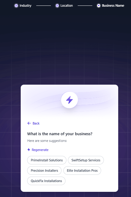 screenshot of business name