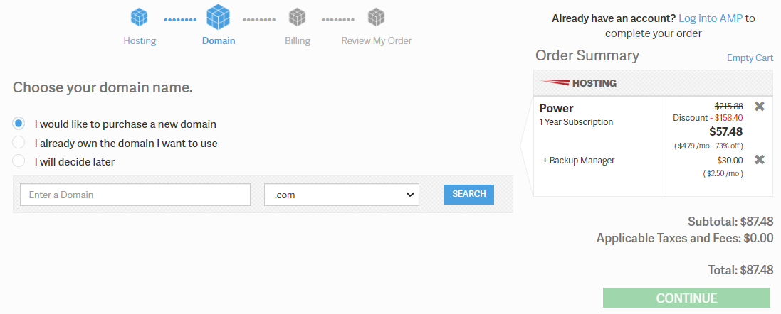 captura de pantalla de las configuraciones de dominio