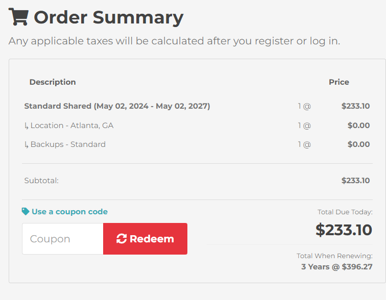 screenshot of the promo code
