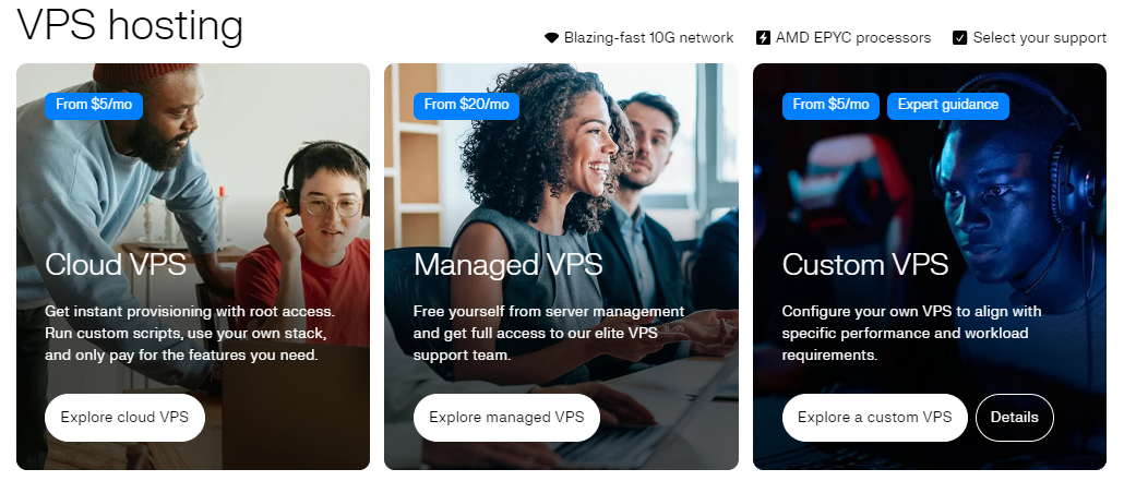 näyttökuva VPS Hosting -sivusta