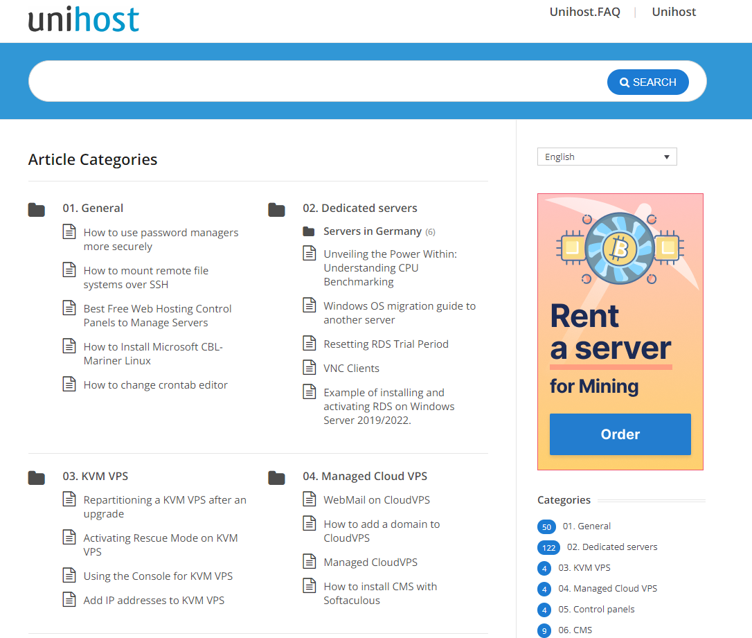 screenshot of the Knowladge base