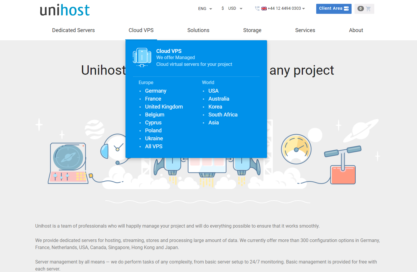 screenshot of the Cloud VPS locations