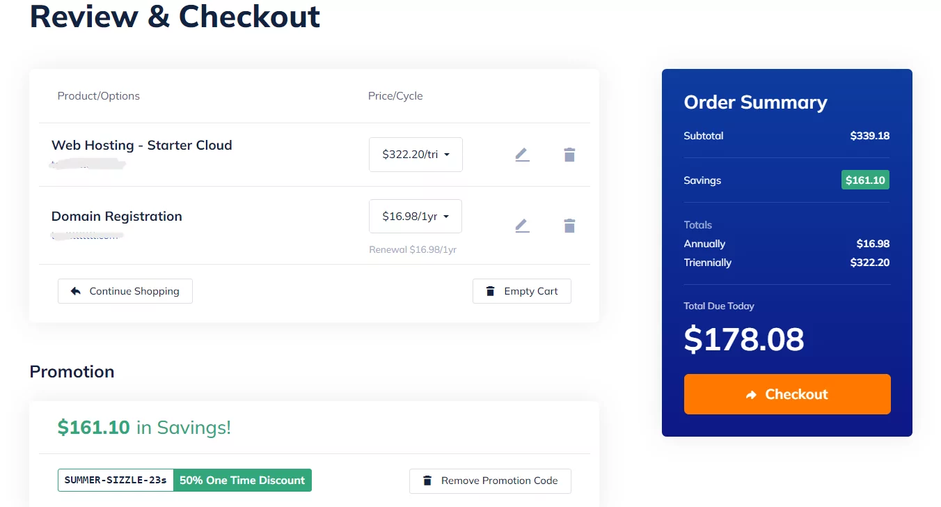 NameHero Black Friday & Cyber Monday Checkout