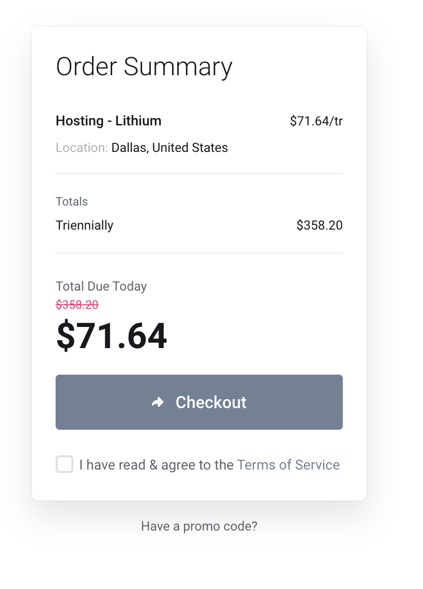 screenshot of the Order Summary