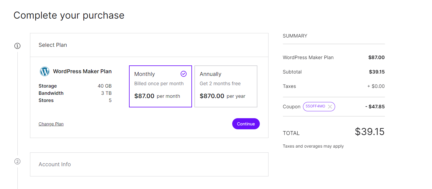 Nexcess Enterprise Hosting Checkout