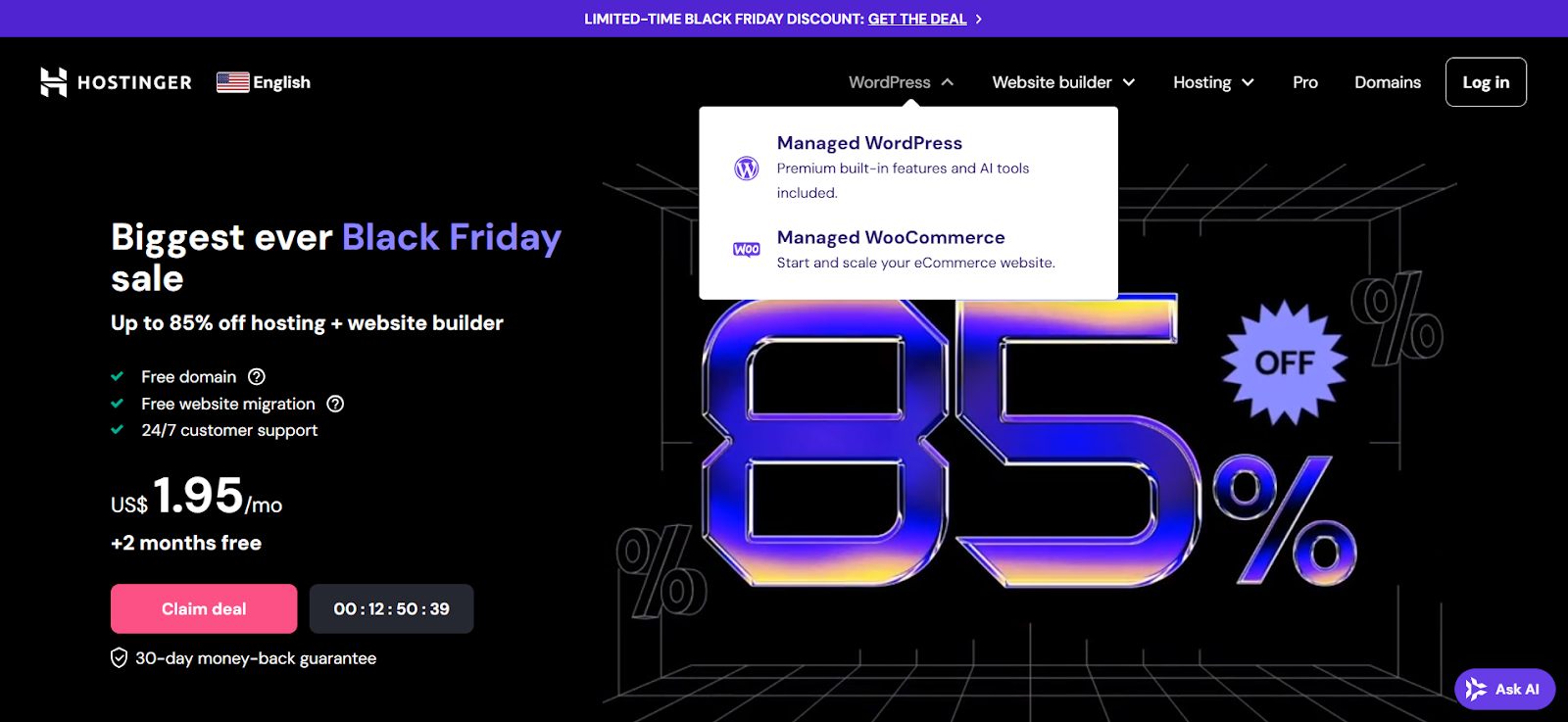 1Hostinger WooCommerce hosting