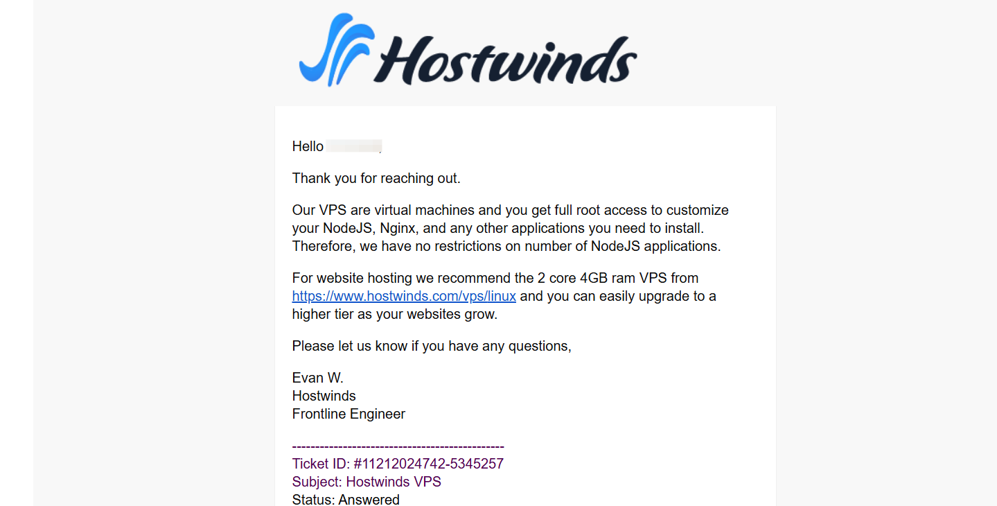 1Hostwinds VPS