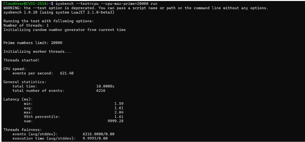 CPU Benchmark Test sysbench