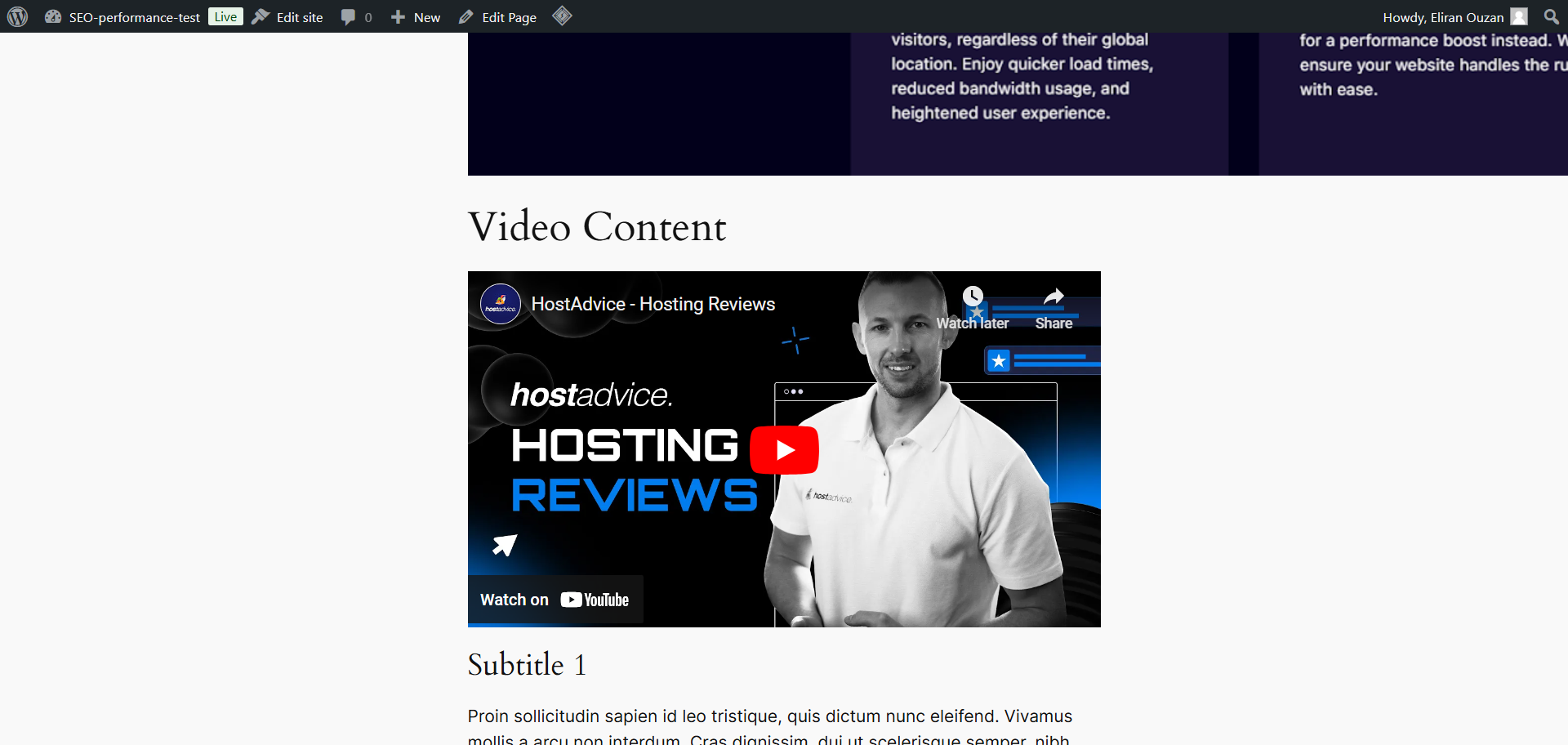 screenshot of Video Content