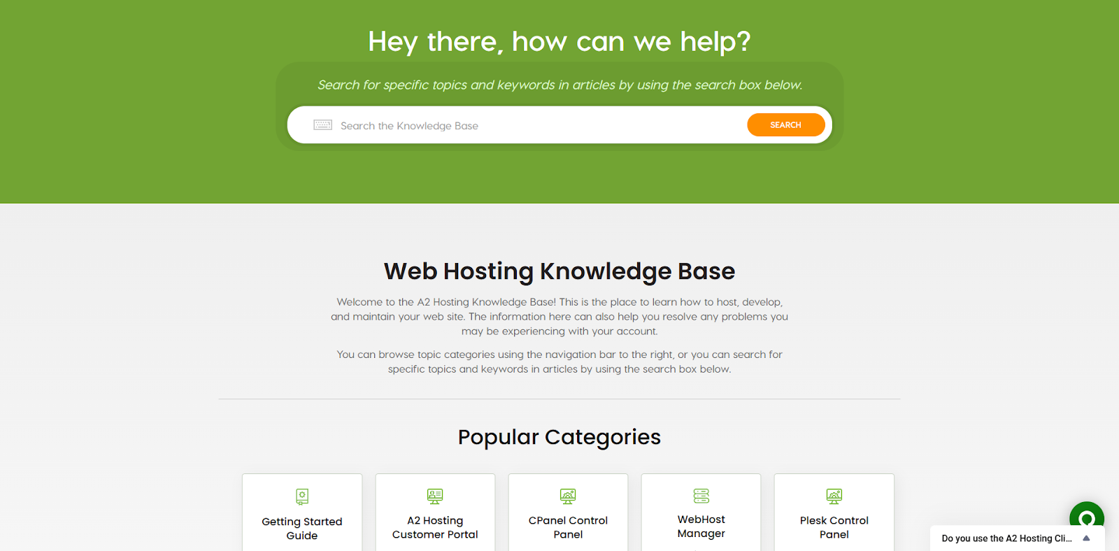 screenshot of the Knowledge base