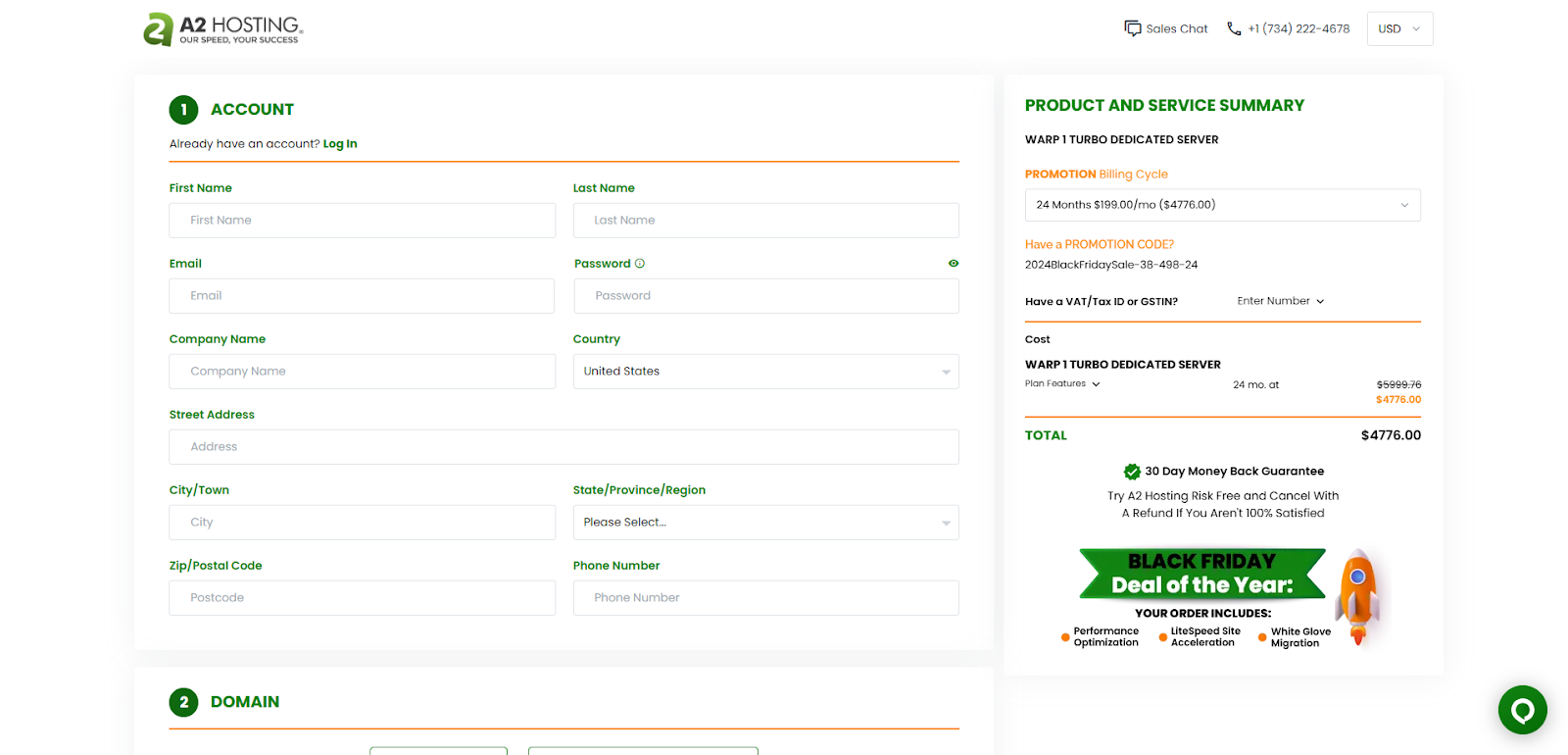 screenshot of the Account configuration