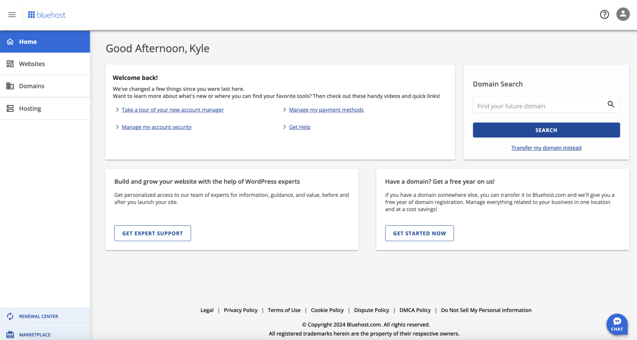 screenshot of the Client area