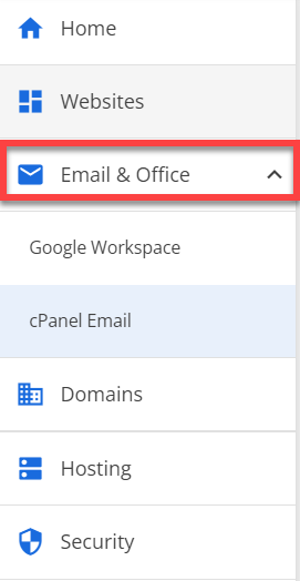 screenshot of the Email & Office button