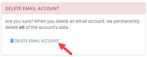 Deleting an email page screenshot